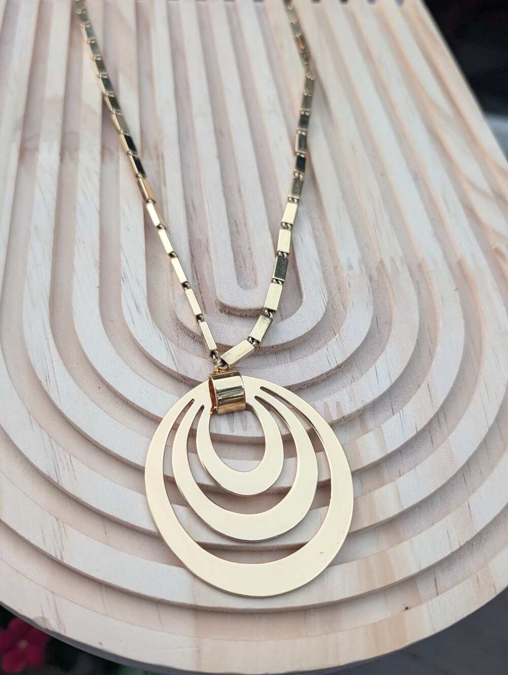 Vintage Monet Mid Century Modern Bold Gold Necklace Pendant